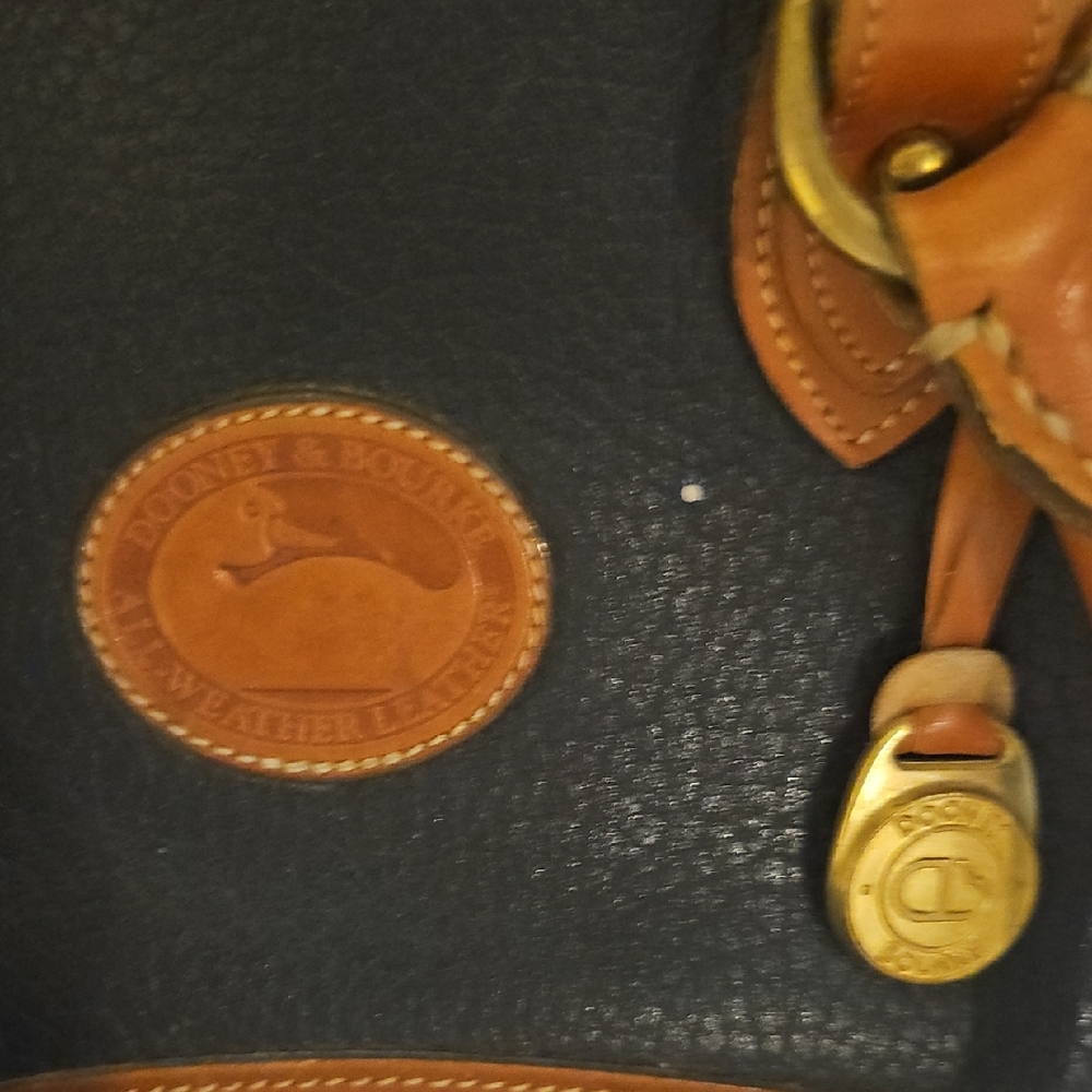 Dooney & Bourke Black and Tan All Weather Leather Vintage Satchel - Picture 4 of 8